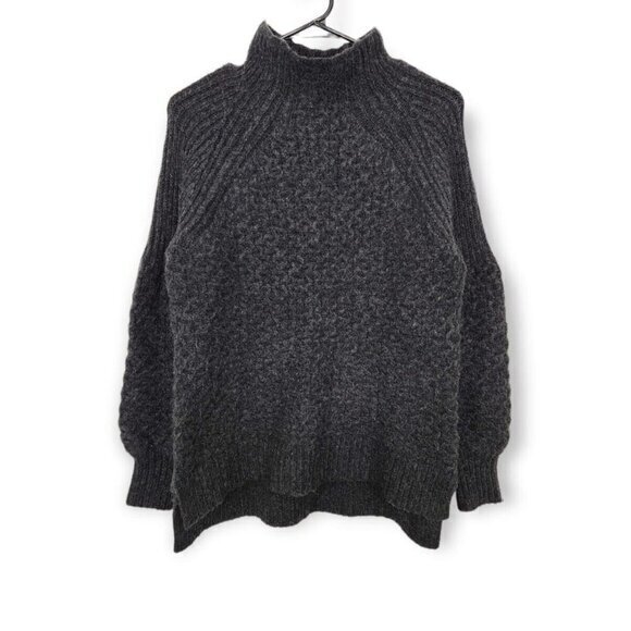 Anthropologie Alpaca Blend Turtleneck Fisherman Cable Balloon Sleeve Sweater XS - Picture 2 of 8